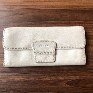 Prada White Leather Wallet